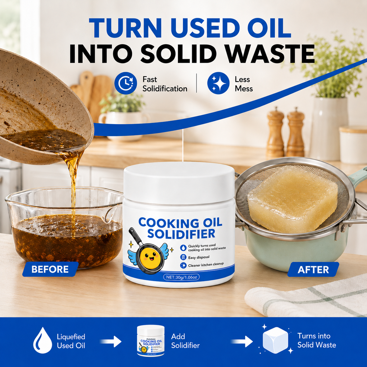 Dobshow® Cooking Oil Solidifier – Easy Used Oil Disposal for a Cleaner Kitchen