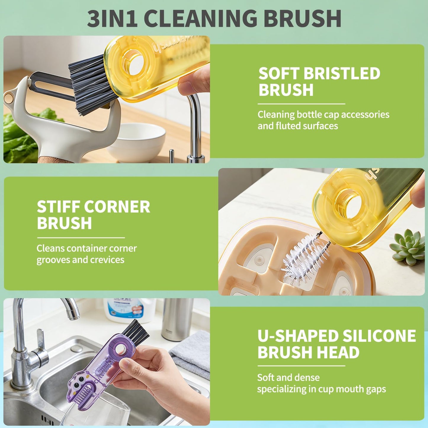 MCOIKY® 3-in-1 Cup Lid Cleaning Brush – Clean Cups, Lids & Crevices Easily