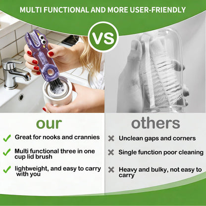 MCOIKY® 3-in-1 Cup Lid Cleaning Brush – Clean Cups, Lids & Crevices Easily