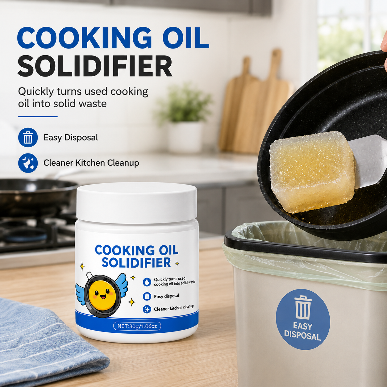 Dobshow® Cooking Oil Solidifier – Easy Used Oil Disposal for a Cleaner Kitchen